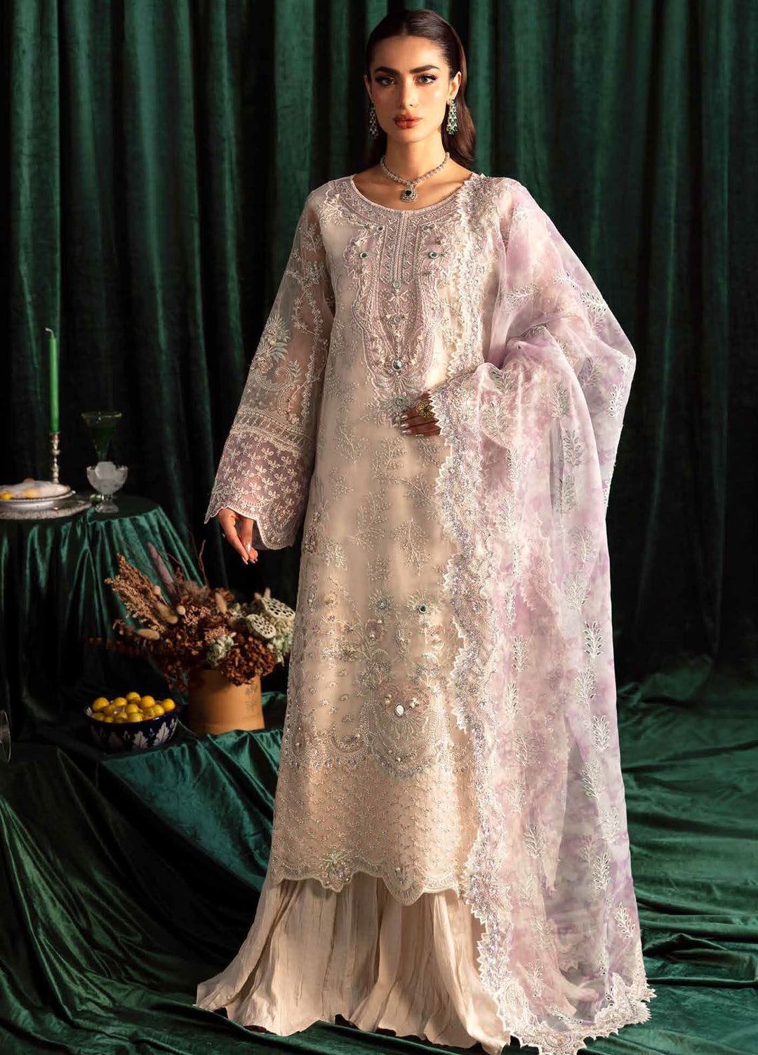 Elanora by Nureh Embroidered Organza Suits Unstitched 4 Piece NU24EL NEL-43 - Formals Collection