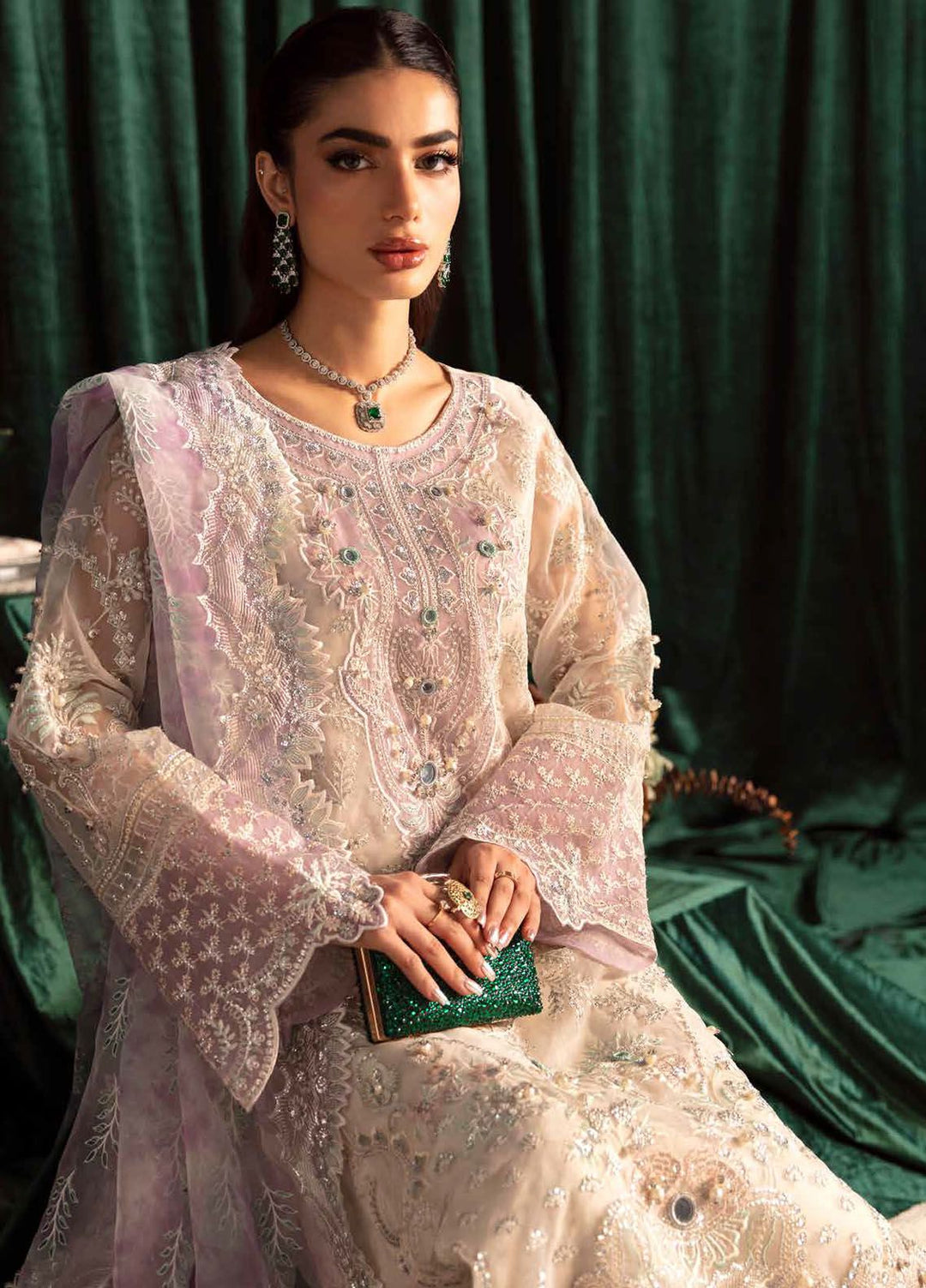Elanora by Nureh Embroidered Organza Suits Unstitched 4 Piece NU24EL NEL-43 - Formals Collection