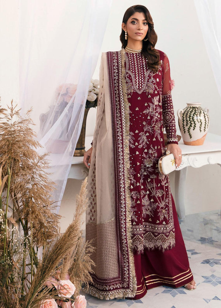 Elanora By Nureh Embroidered Chiffon Suits Unstitched 3 Piece NU22LC NEL-14 - Luxury Collection