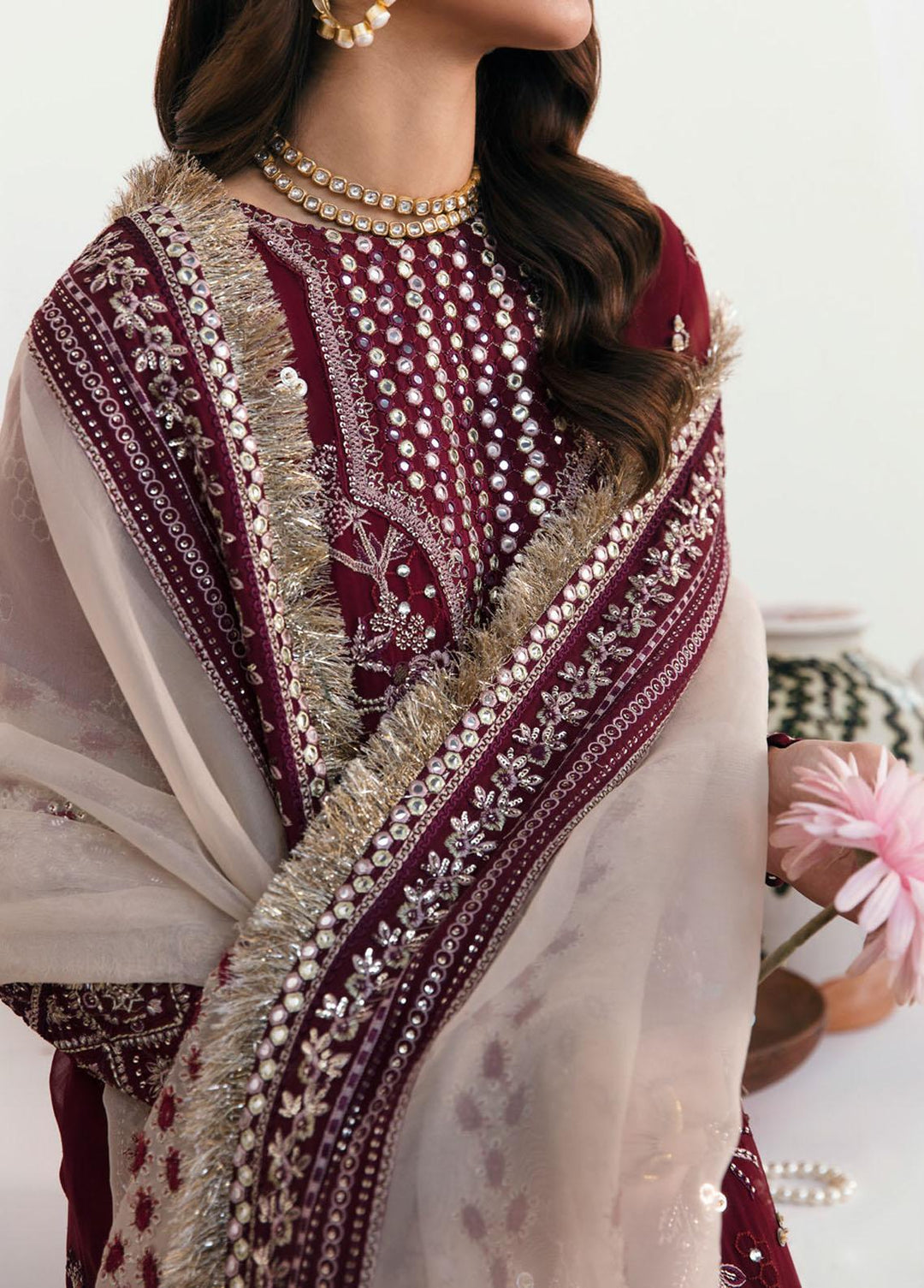 Elanora By Nureh Embroidered Chiffon Suits Unstitched 3 Piece NU22LC NEL-14 - Luxury Collection