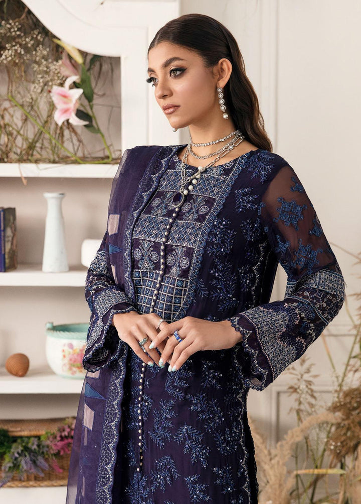Elanora By Nureh Embroidered Chiffon Suits Unstitched 3 Piece NU22LC NEL-15 - Luxury Collection