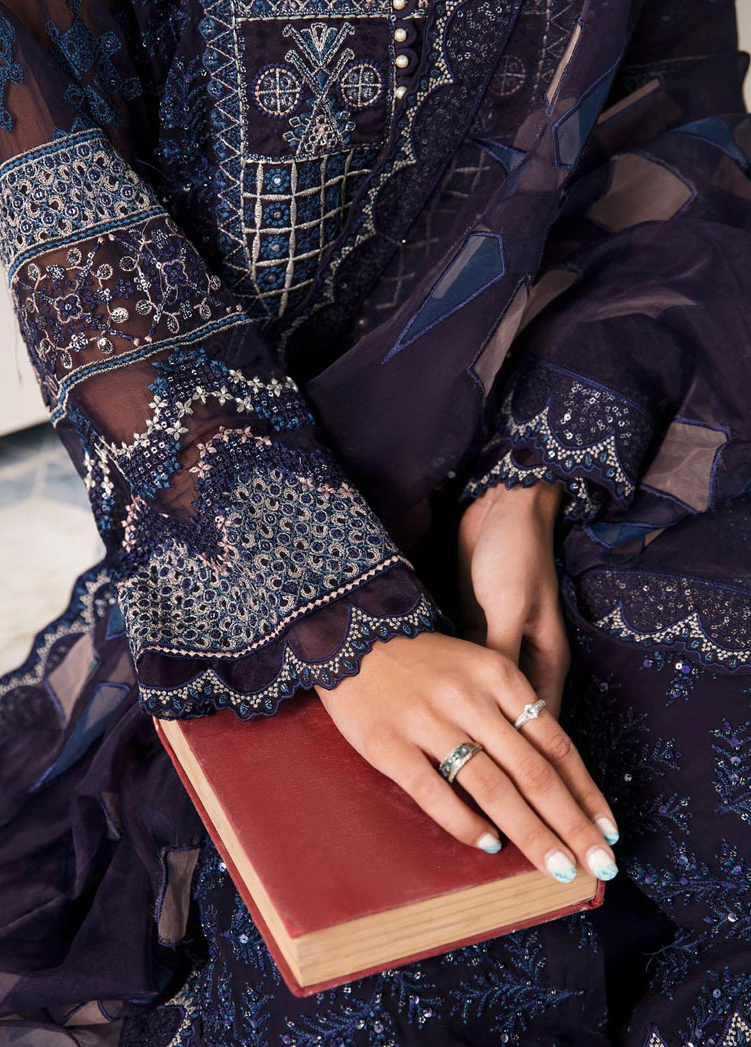 Elanora By Nureh Embroidered Chiffon Suits Unstitched 3 Piece NU22LC NEL-15 - Luxury Collection