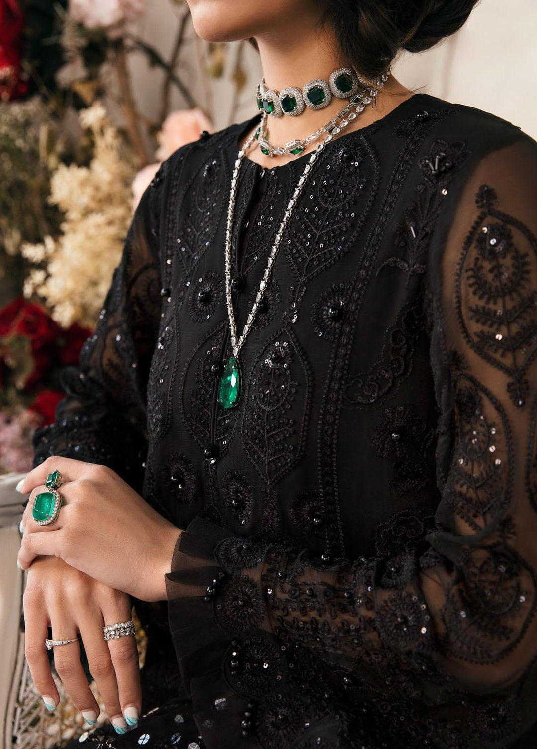 Elanora By Nureh Embroidered Chiffon Suits Unstitched 3 Piece NU22LC NEL-17 - Luxury Collection