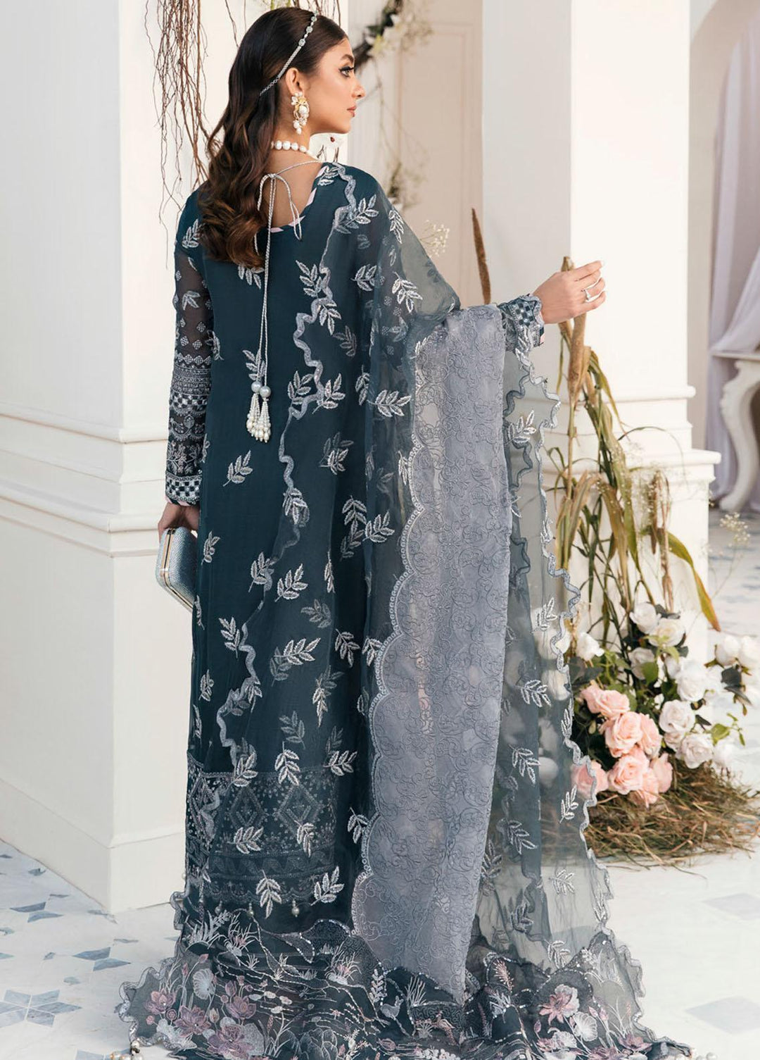 Elanora By Nureh Embroidered Chiffon Suits Unstitched 3 Piece NU22LC NEL-19 - Luxury Collection