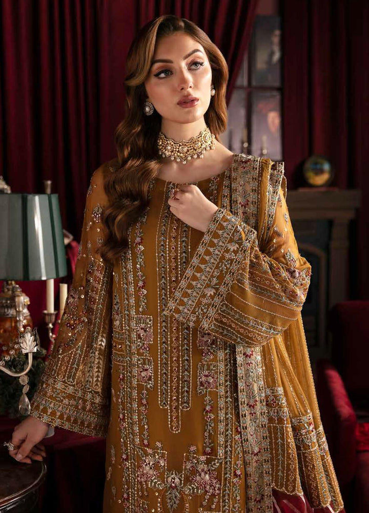 Elanora By Nureh Embroidered Chiffon Suits Unstitched 4 Piece NU23LC NEL-37 Crimson - Luxury Collection