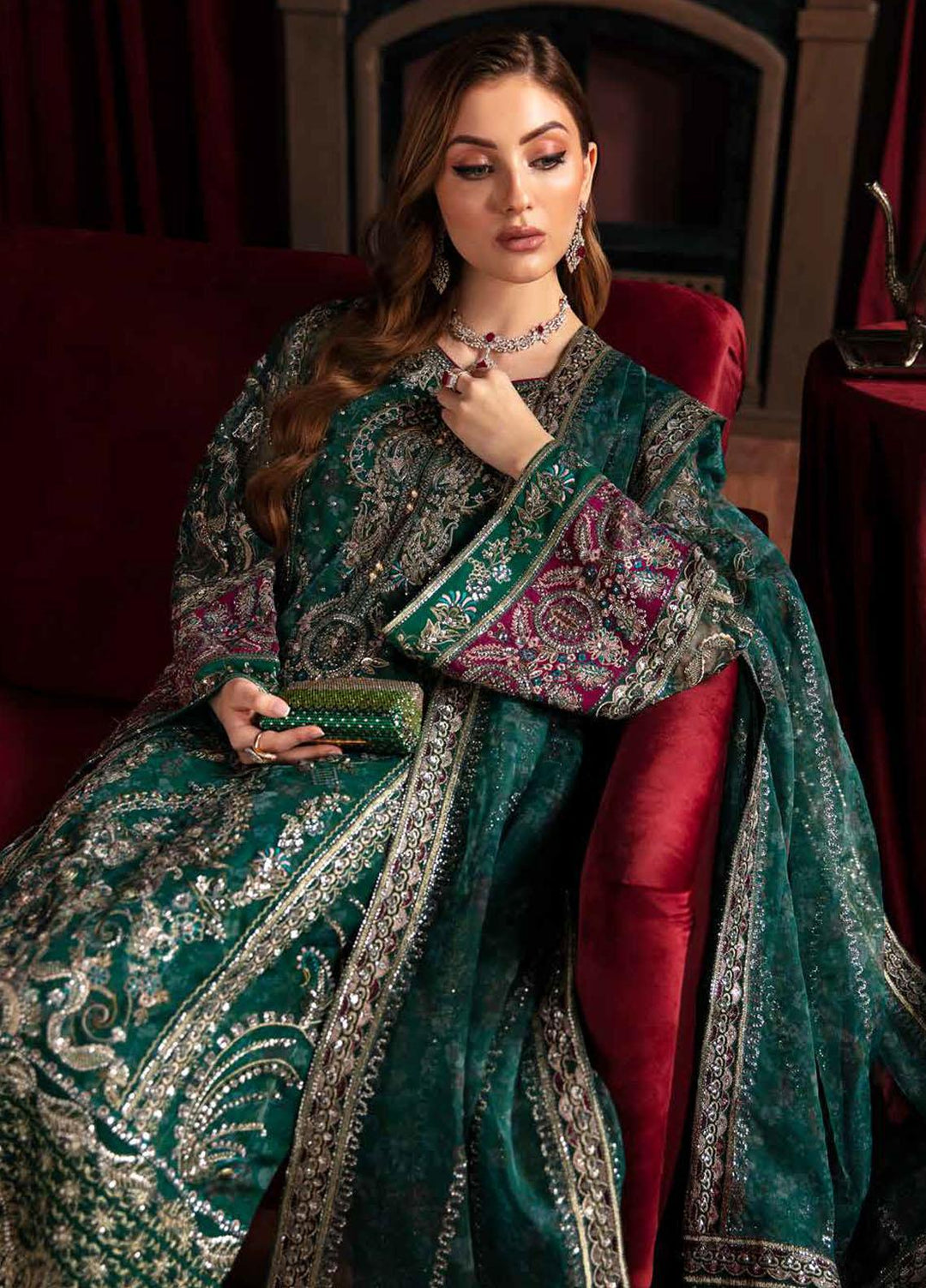 Elanora By Nureh Embroidered Organza Suits Unstitched 4 Piece NU23LC NEL-38 Charm - Luxury Collection