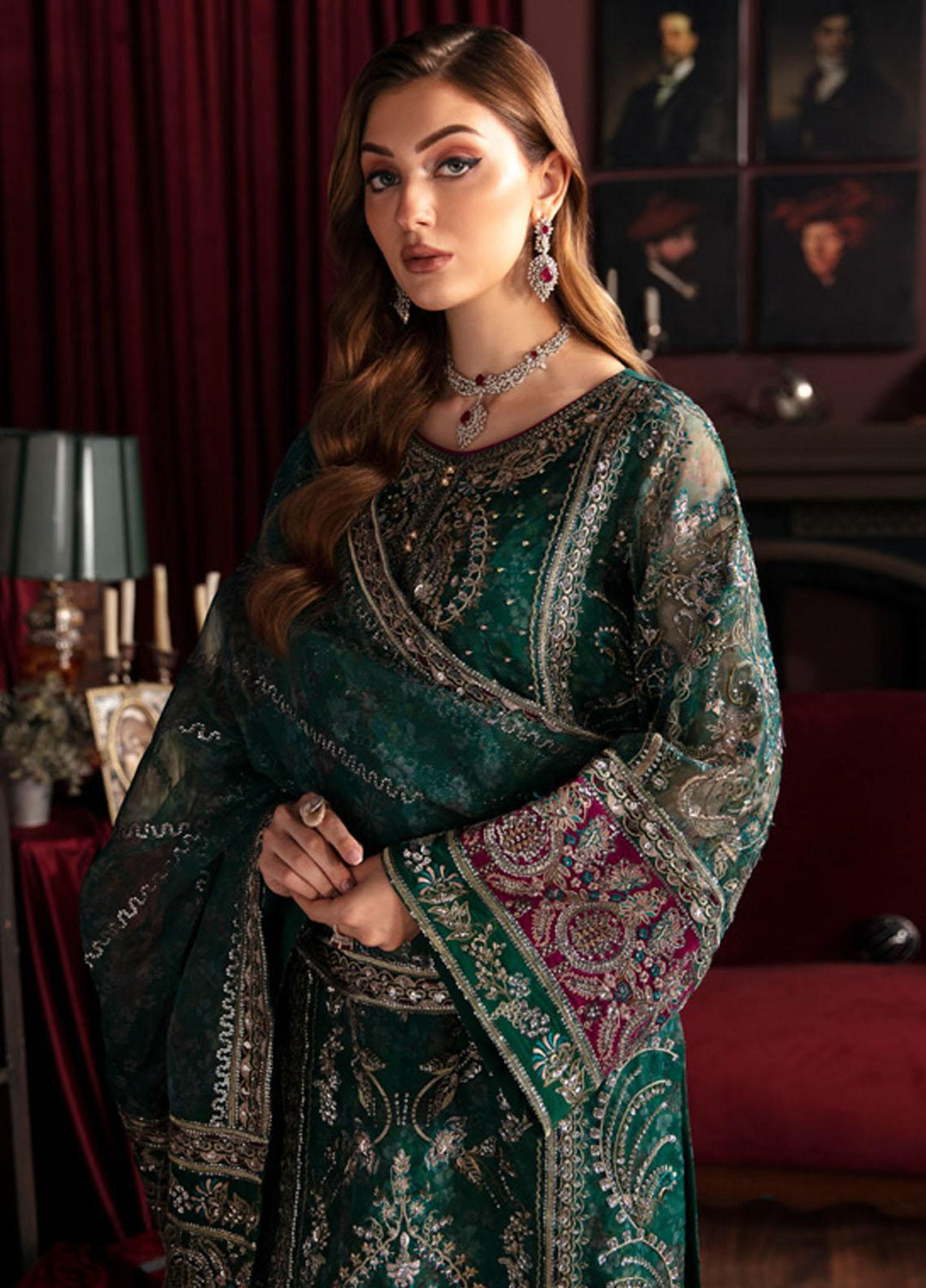 Elanora By Nureh Embroidered Organza Suits Unstitched 4 Piece NU23LC NEL-38 Charm - Luxury Collection