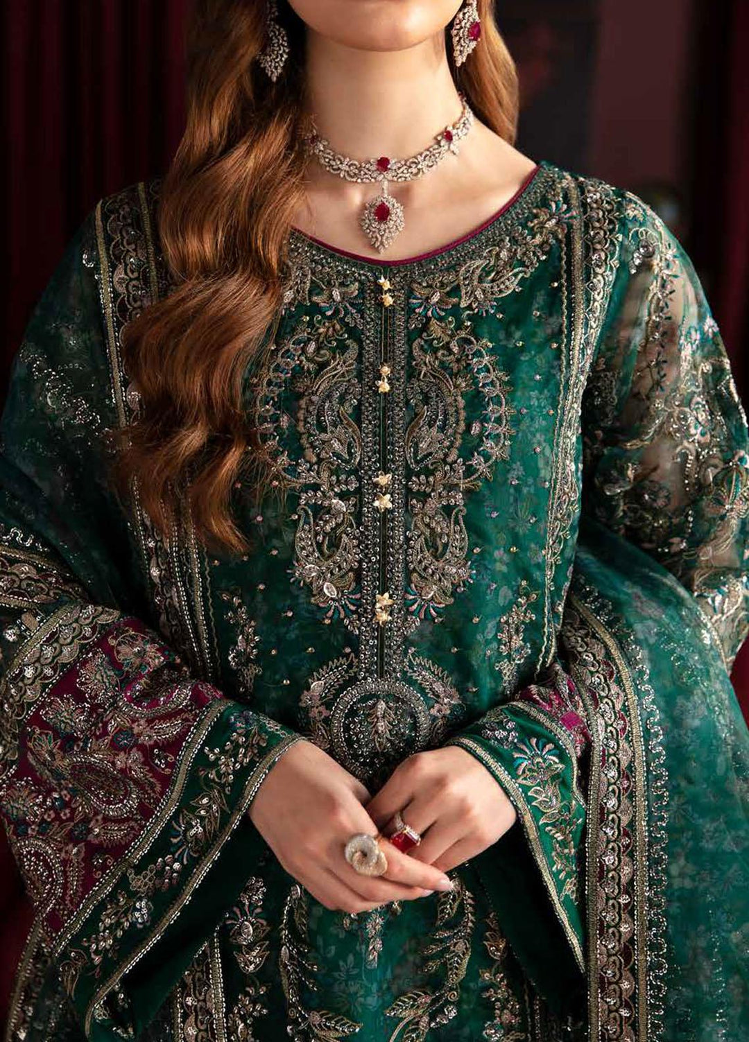 Elanora By Nureh Embroidered Organza Suits Unstitched 4 Piece NU23LC NEL-38 Charm - Luxury Collection