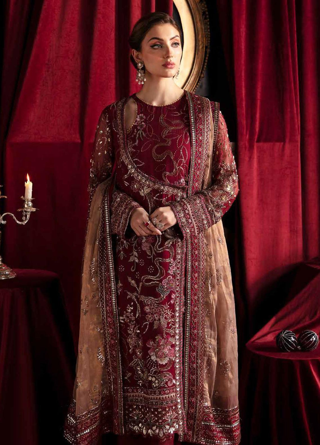 Elanora By Nureh Embroidered Chiffon Suits Unstitched 4 Piece NU23LC NEL-39 Soir - Luxury Collection