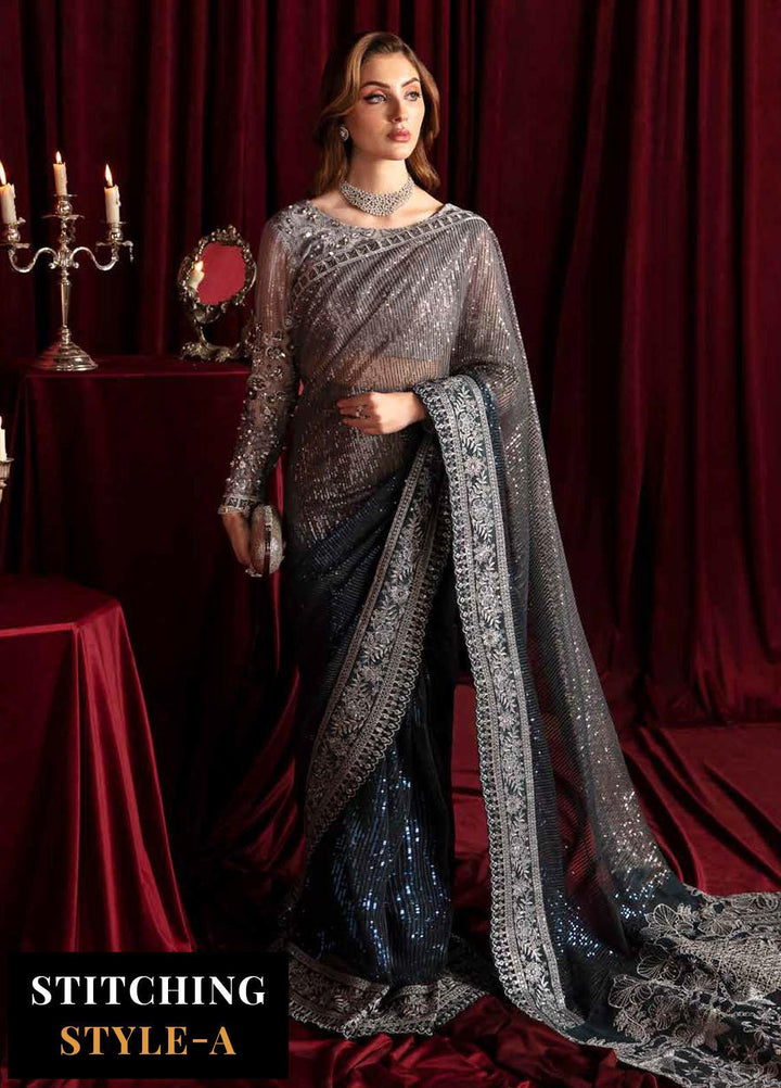 Elanora By Nureh Embroidered Net Suits Unstitched 4 Piece NU23LC NEL-40 Starry Nights - Luxury Collection