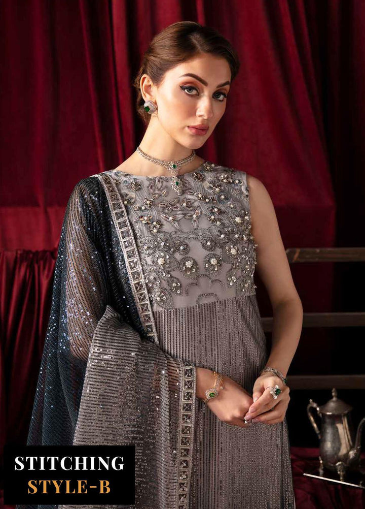 Elanora By Nureh Embroidered Net Suits Unstitched 4 Piece NU23LC NEL-40 Starry Nights - Luxury Collection