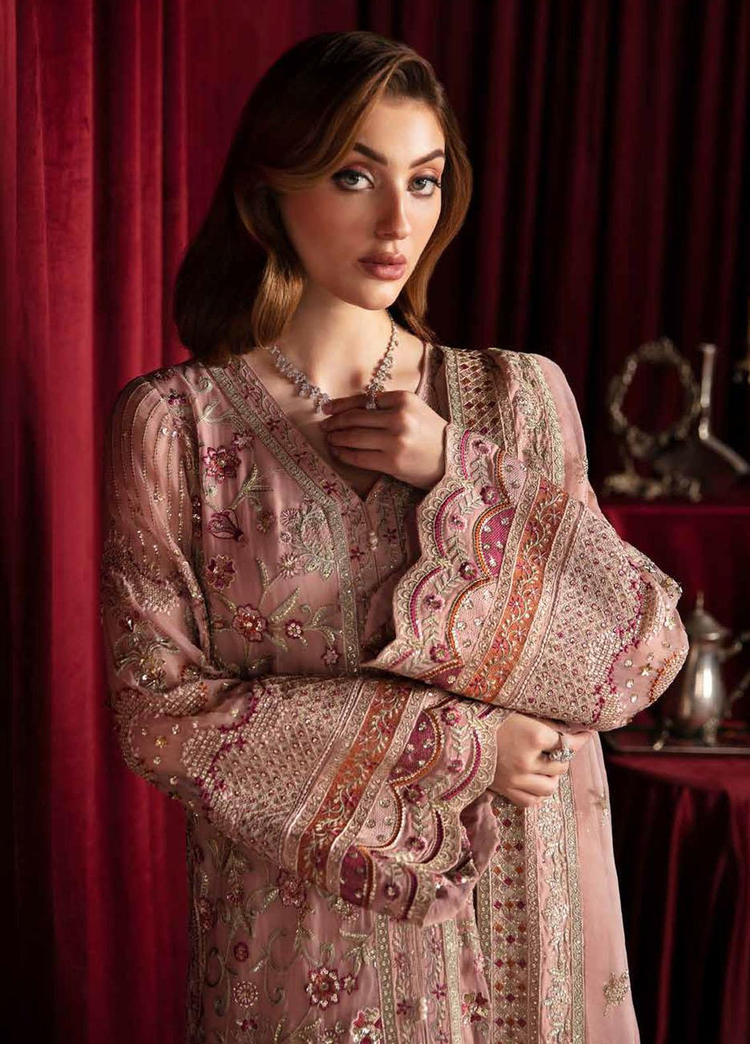 Elanora By Nureh Embroidered Chiffon Suits Unstitched 4 Piece NU23LC NEL-41 Water Lilly - Luxury Collection
