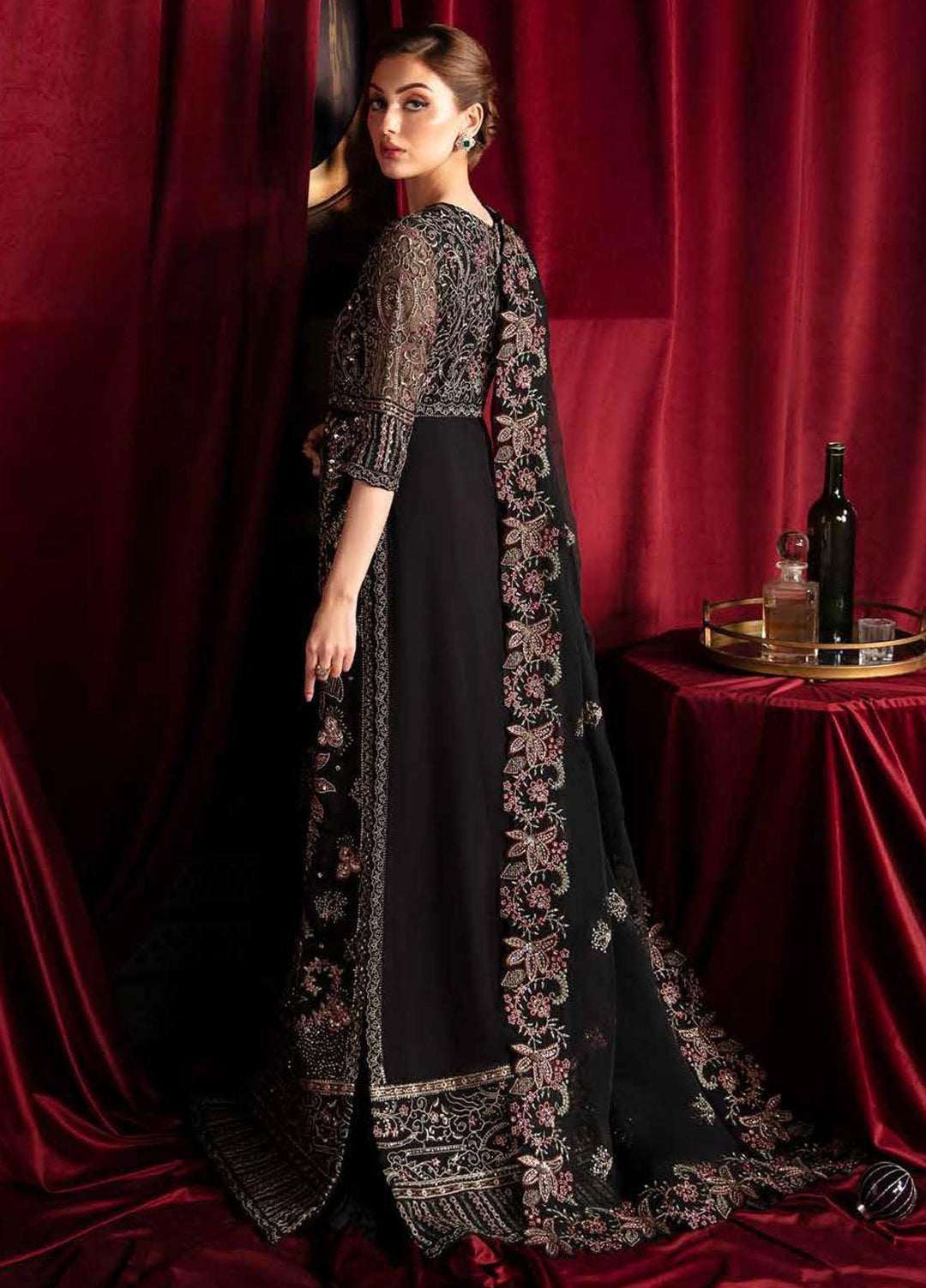 Elanora By Nureh Embroidered Organza Suits Unstitched 4 Piece NU23LC NEL-42 Rose - Luxury Collection