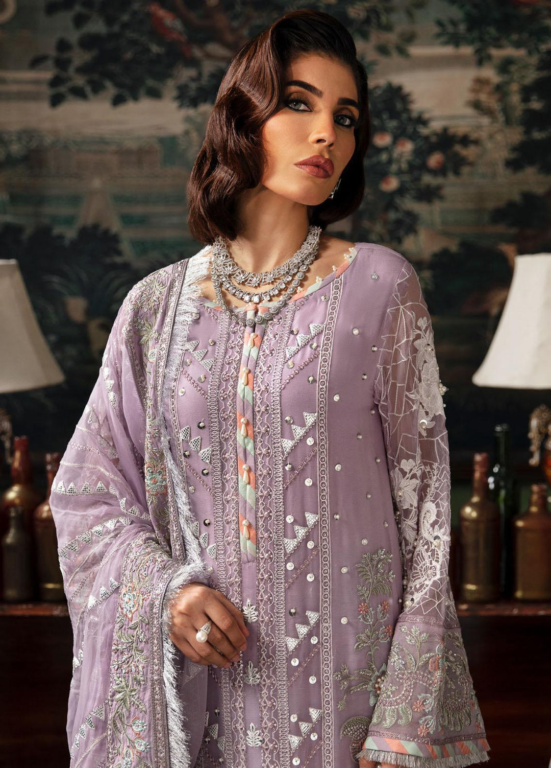 Elanora By Nureh Embroidered Chiffon Suits Unstitched 4 Piece NU23ELL NEL-31 - Luxury Collection