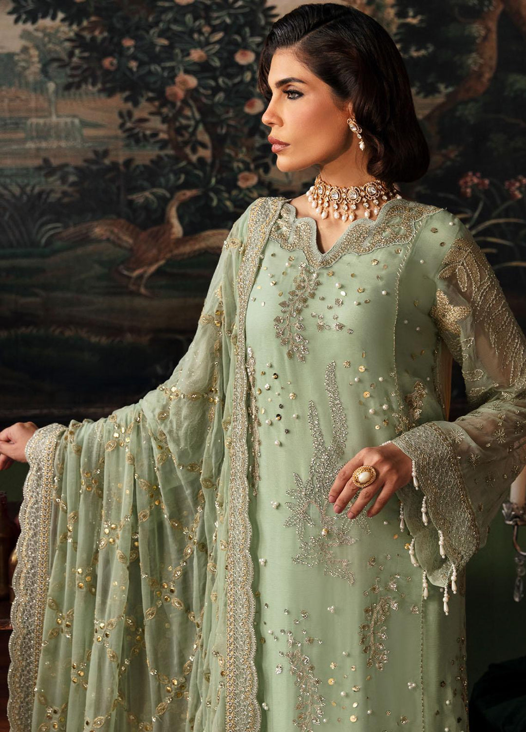 Elanora By Nureh Embroidered Chiffon Suits Unstitched 4 Piece NU23ELL NEL-32 - Luxury Collection