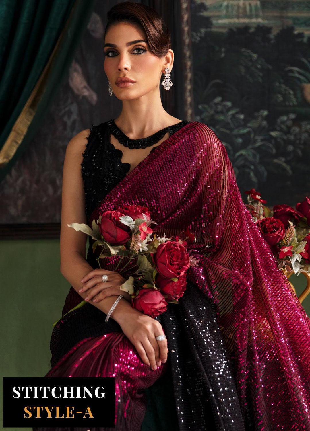 Elanora By Nureh Embroidered Net Suits Unstitched 4 Piece NU23ELL NEL-35 - Luxury Collection