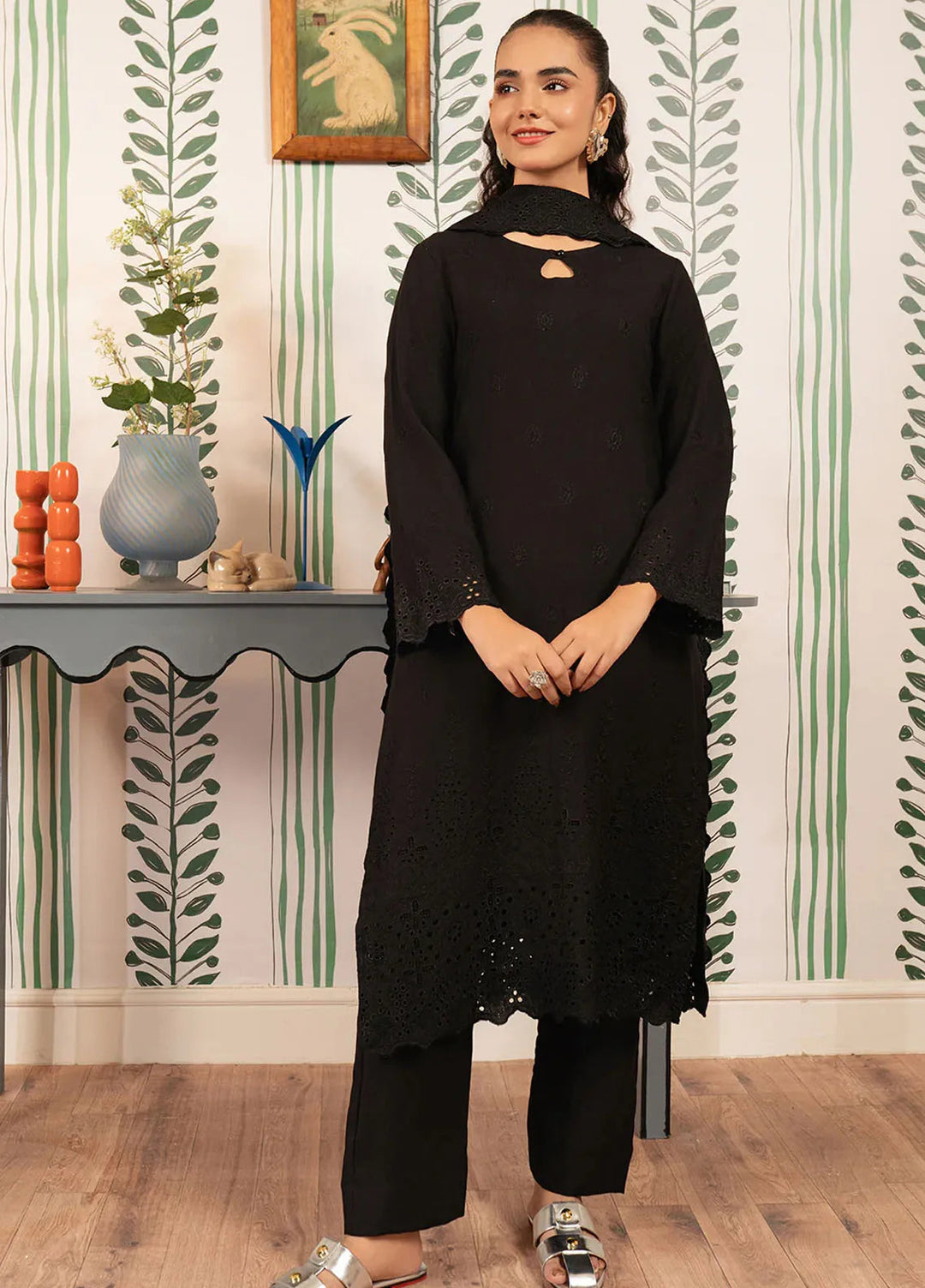 Elara by Meerak Embroidered Chikankari Suits Unstitched 3 Piece MRK24EL Midnight Elegance - Winter Collection