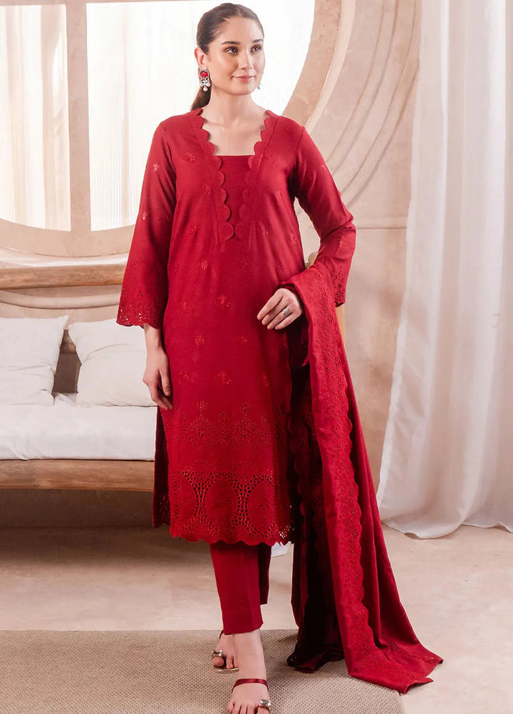 Elara by Meerak Embroidered Chikankari Suits Unstitched 3 Piece MRK24EL Scarlett - Winter Collection