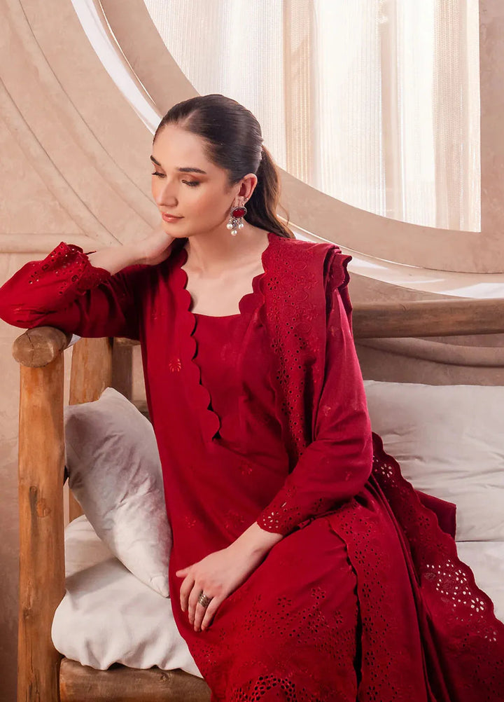 Elara by Meerak Embroidered Chikankari Suits Unstitched 3 Piece MRK24EL Scarlett - Winter Collection