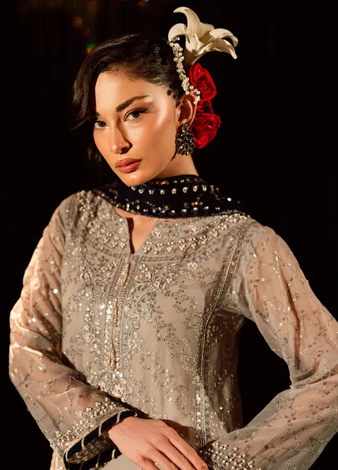 Elara by Shamooz Embroidered Chiffon Suit Unstitched 3 Piece SHM25EF SU-0122 Kubra - Festive Collection