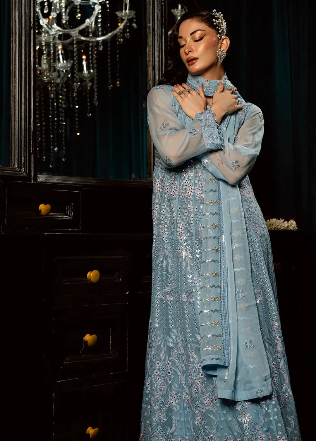 Elara by Shamooz Embroidered Chiffon Suit Unstitched 3 Piece SHM25EF SU-0123 Sawaan - Festive Collection