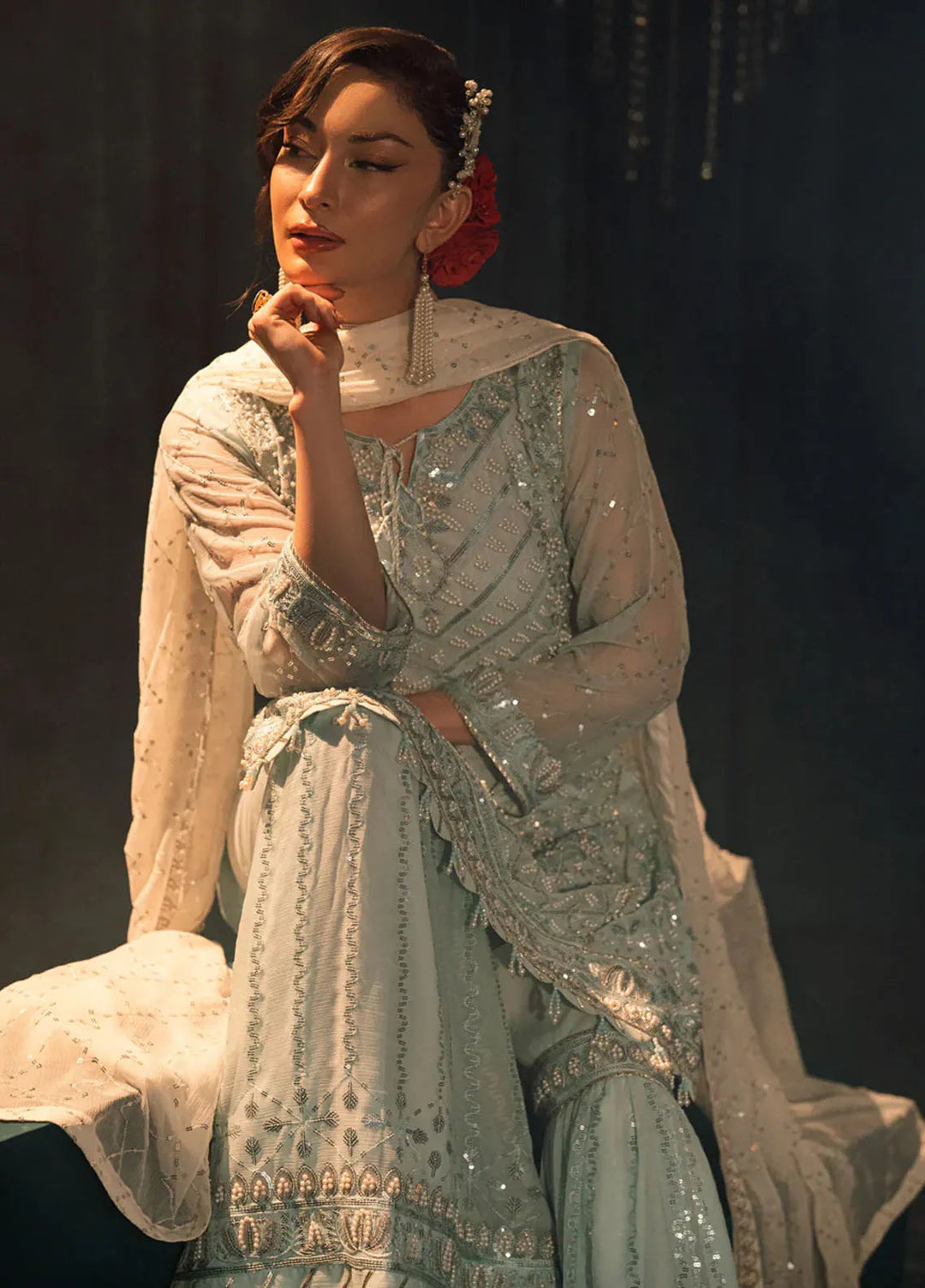 Elara by Shamooz Embroidered Chiffon Suit Unstitched 3 Piece SHM25EF SU-0126 Ruchi - Festive Collection