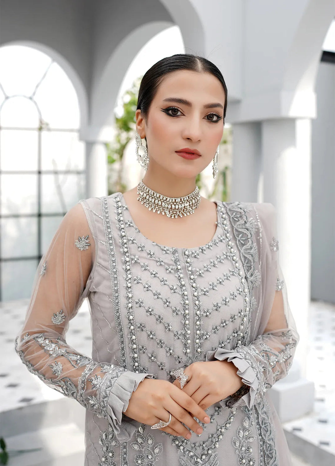 Elegance by Layout Embroidered Net Suits Unstitched 4 Piece LO24EL Julia - Festive Collection