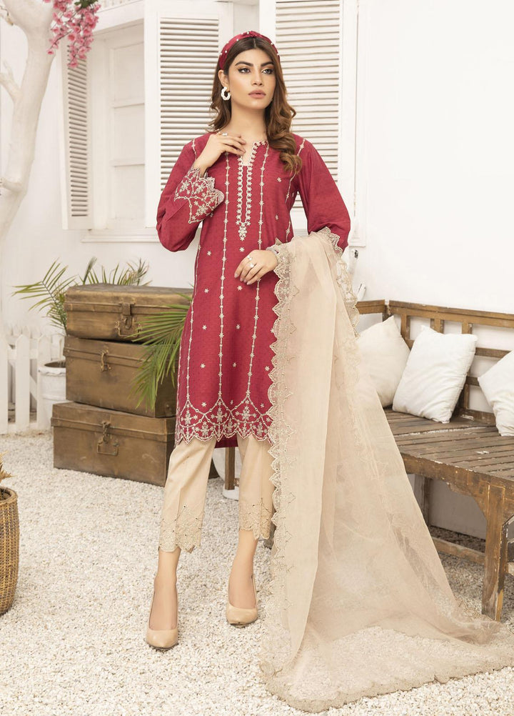 Elegance Casual Pret Embroidered Lawn Shirt CARMINE