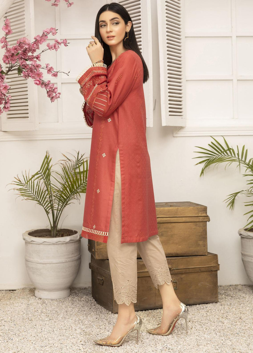 Elegance Casual Pret Embroidered Lawn Shirt DUNE