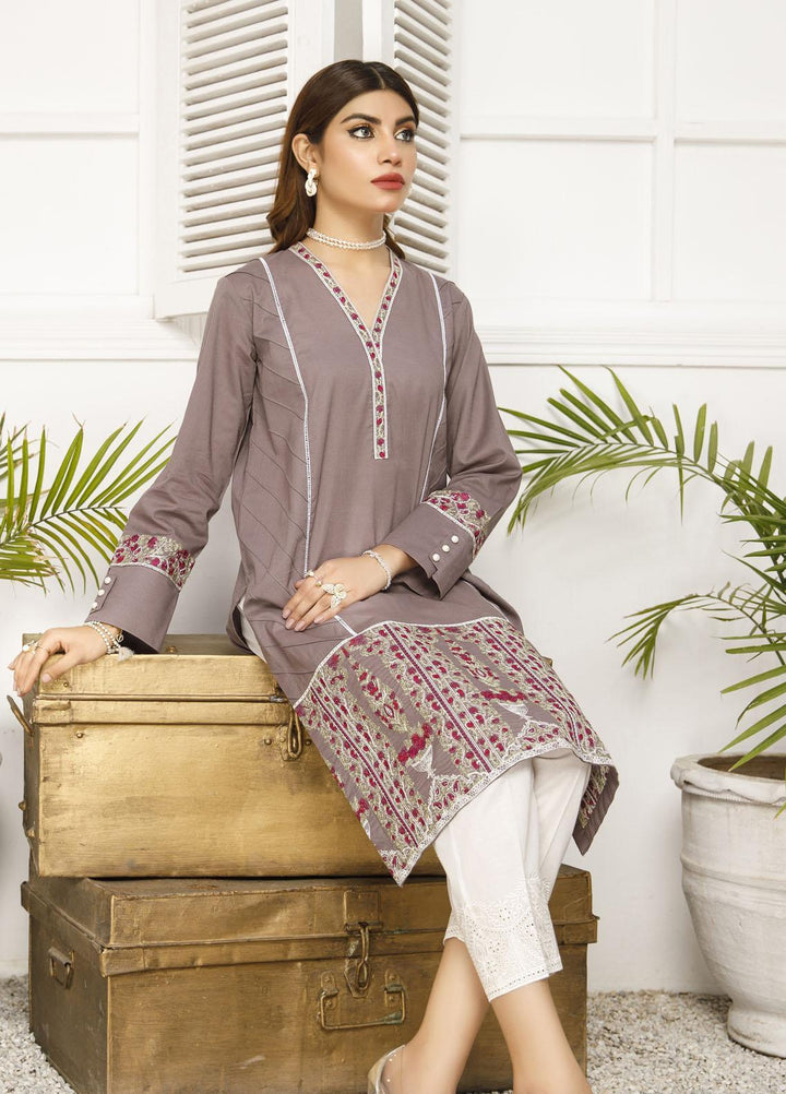 Elegance Casual Pret Embroidered Lawn Shirt MINK