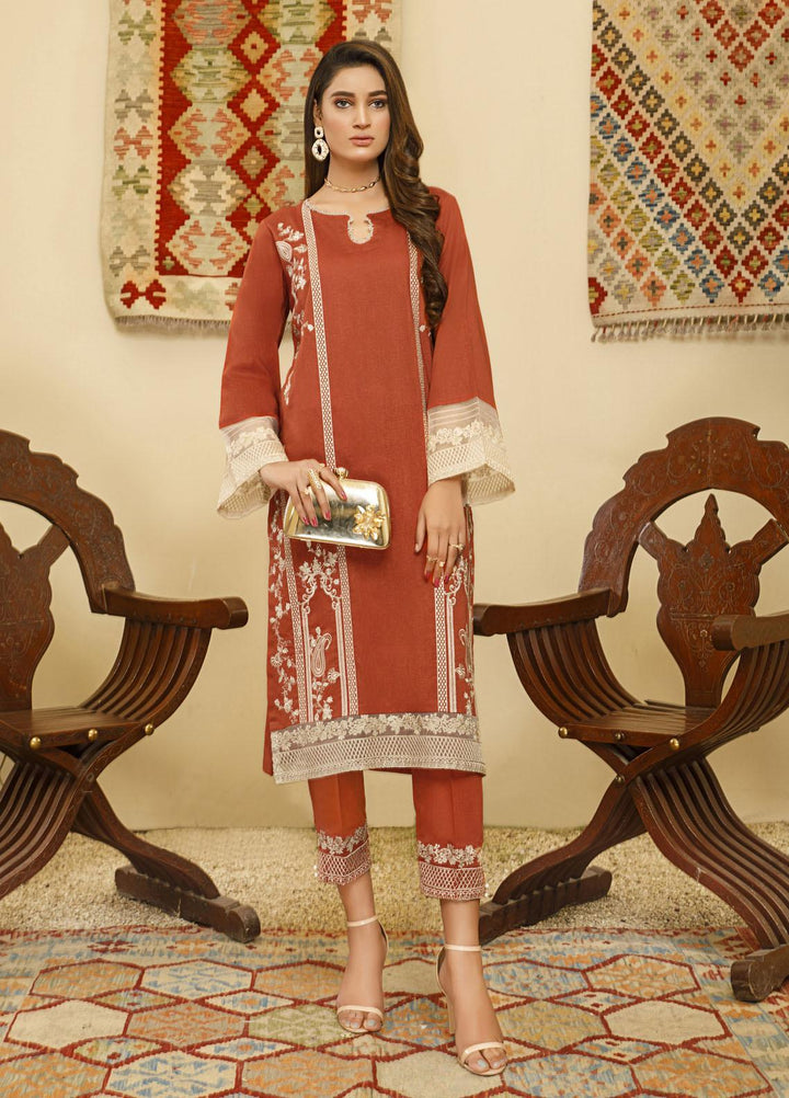 Elegance Luxury Pret Embroidered Karandi 2 Piece Suit ELG21WP AMBER