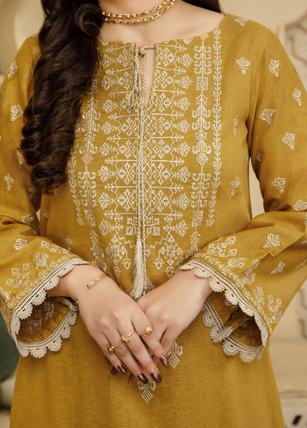 Elegance Luxury Pret Embroidered Karandi 2 Piece Suit ELG21WP SUNFLOWER