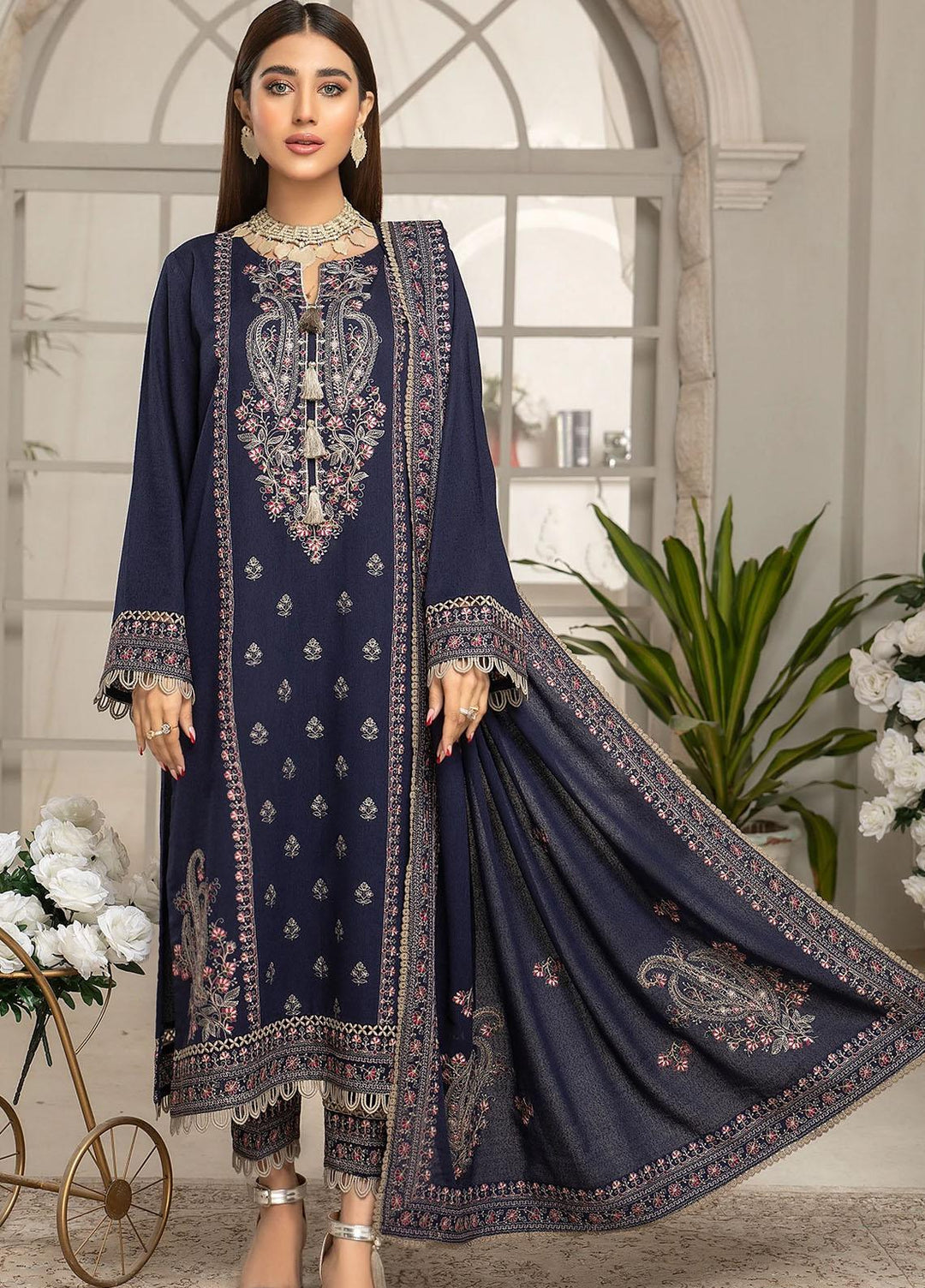 Elegance Embroidered Karandi Suits Unstitched 3 Piece ELG22W MN-55 AMRIN - Winter Collection