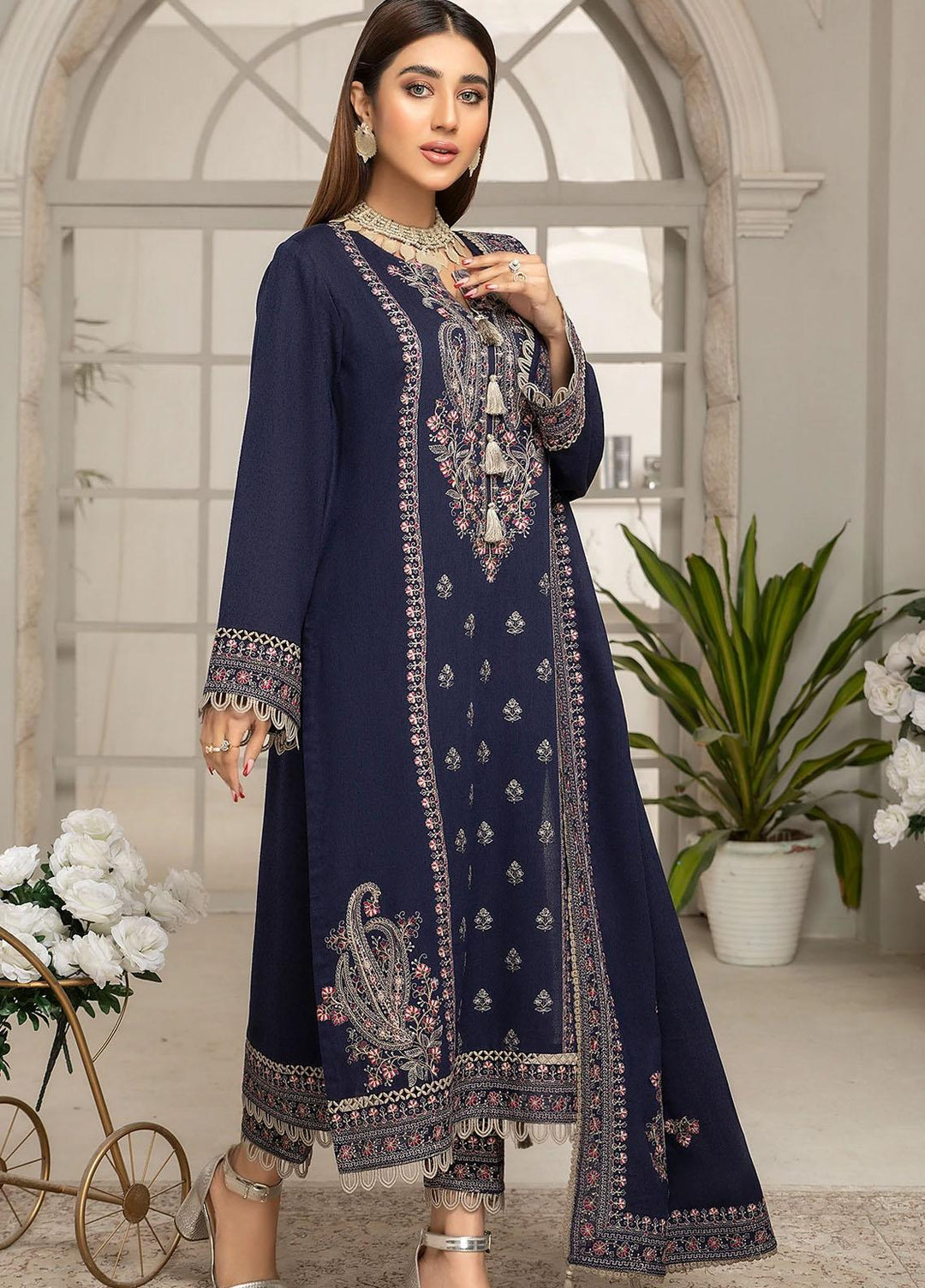 Elegance Embroidered Karandi Suits Unstitched 3 Piece ELG22W MN-55 AMRIN - Winter Collection