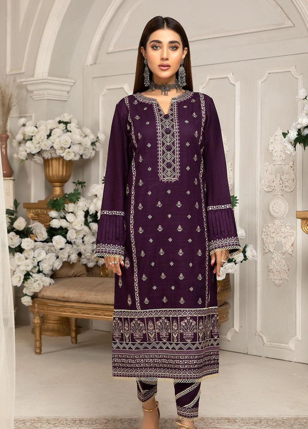 Elegance Embroidered Khaddar Suits Unstitched 2 Piece ELG22W MN-56 SERENA - Winter Collection