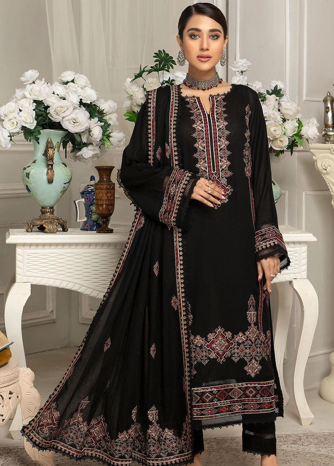 Elegance Embroidered Karandi Suits Unstitched 3 Piece ELG22W MN-60 ASRA - Winter Collection