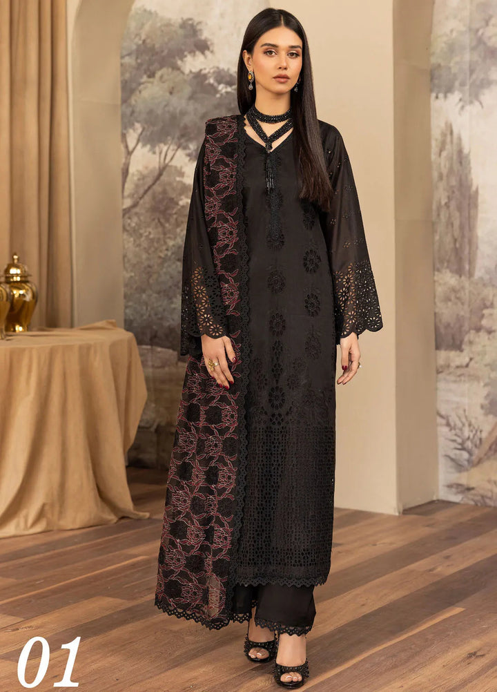 Elegant by Humdum Chikankari Lawn Suit Unstitched 4 Piece HD25EC D-01 - Summer Collection