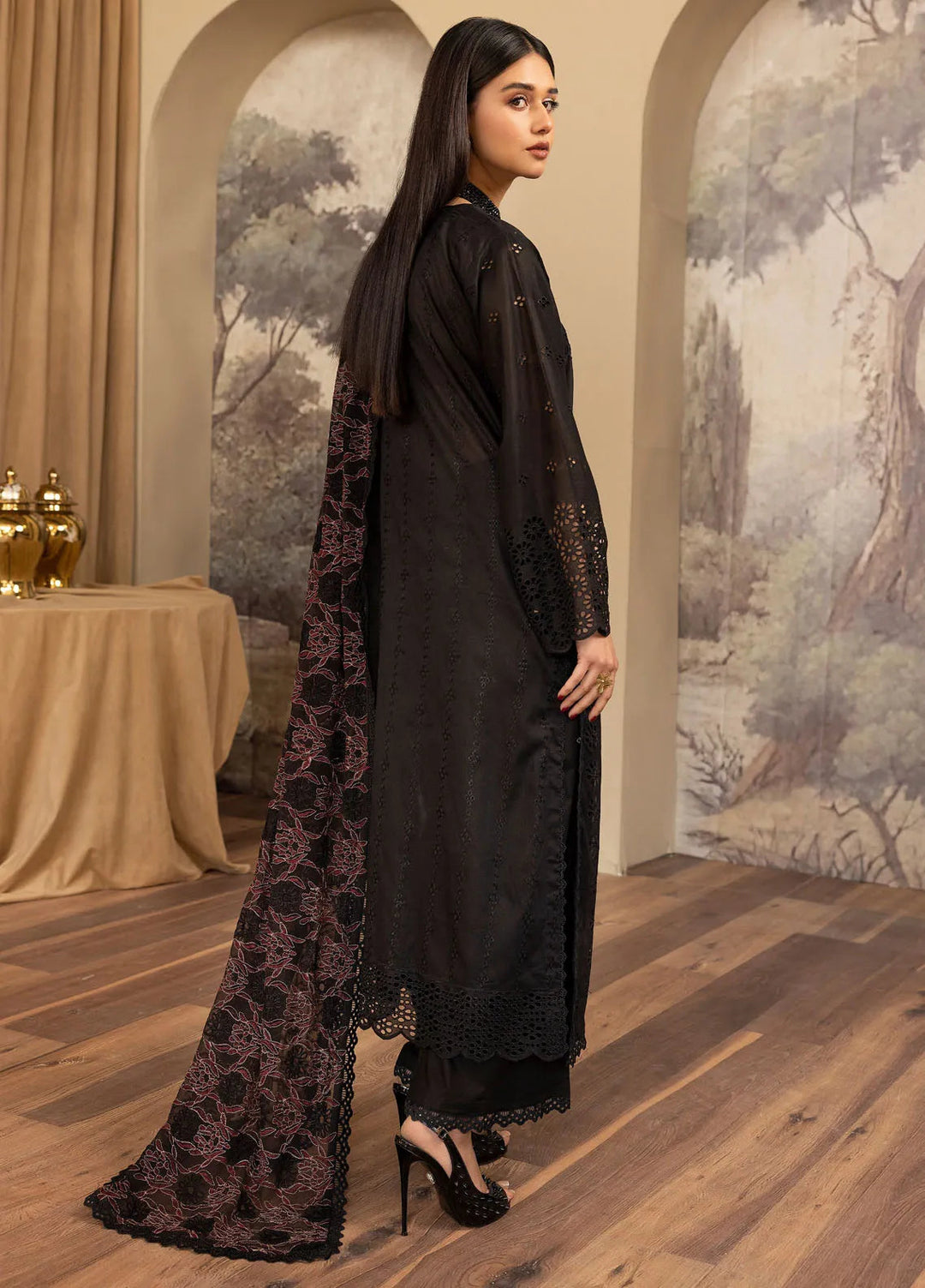 Elegant by Humdum Chikankari Lawn Suit Unstitched 4 Piece HD25EC D-01 - Summer Collection