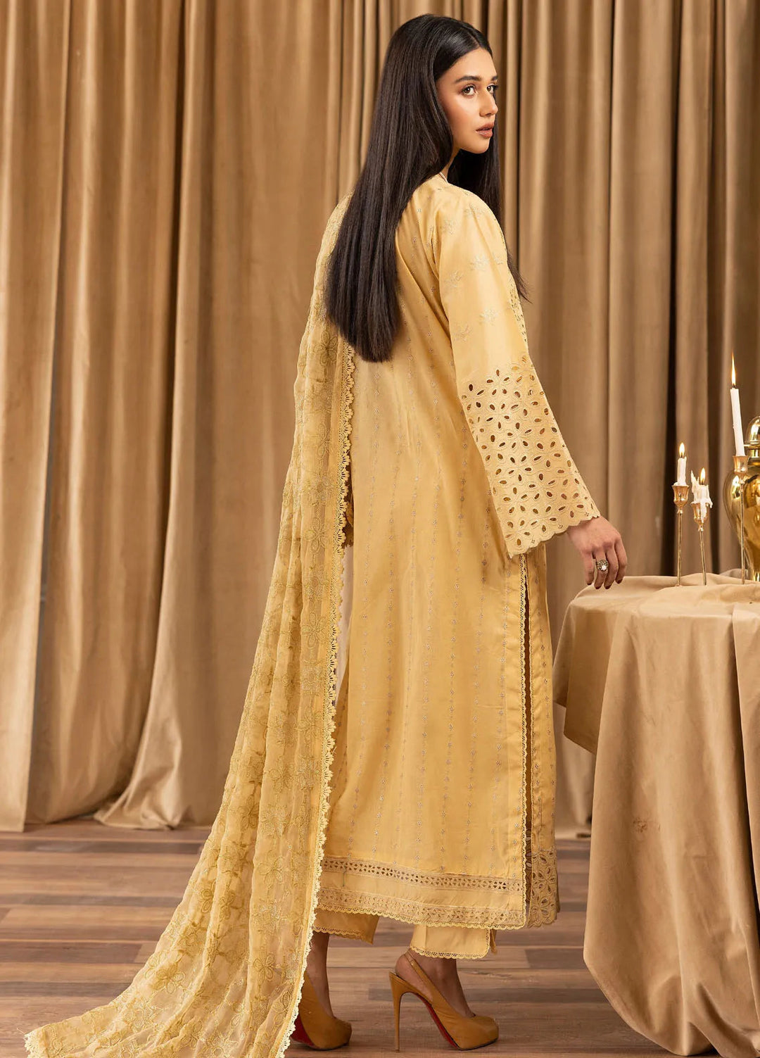 Elegant by Humdum Chikankari Lawn Suit Unstitched 4 Piece HD25EC D-02 - Summer Collection