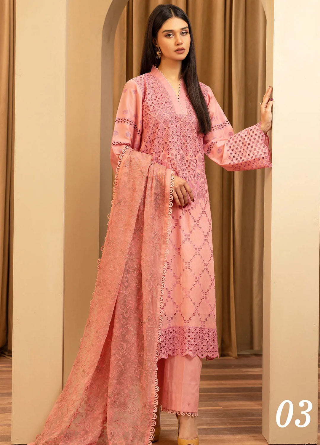 Elegant by Humdum Chikankari Lawn Suit Unstitched 4 Piece HD25EC D-03 - Summer Collection