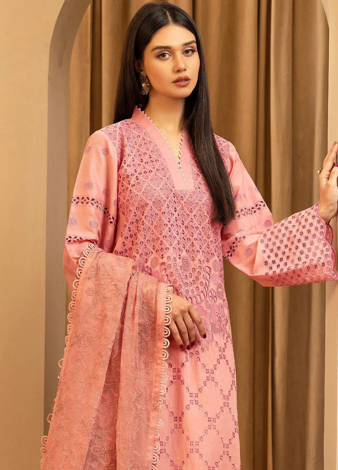Elegant by Humdum Chikankari Lawn Suit Unstitched 4 Piece HD25EC D-03 - Summer Collection