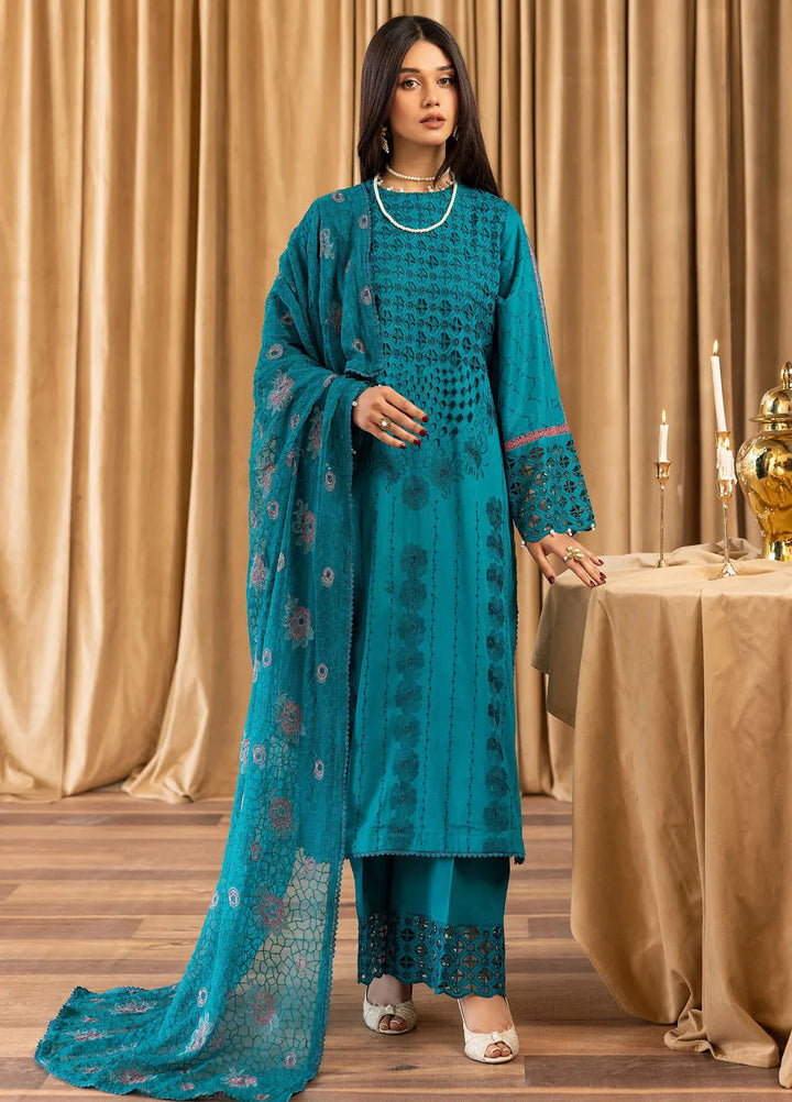 Elegant by Humdum Chikankari Lawn Suit Unstitched 4 Piece HD25EC D-04 - Summer Collection