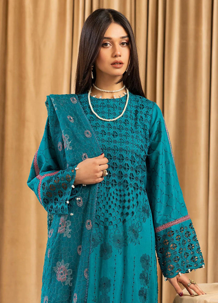 Elegant by Humdum Chikankari Lawn Suit Unstitched 4 Piece HD25EC D-04 - Summer Collection