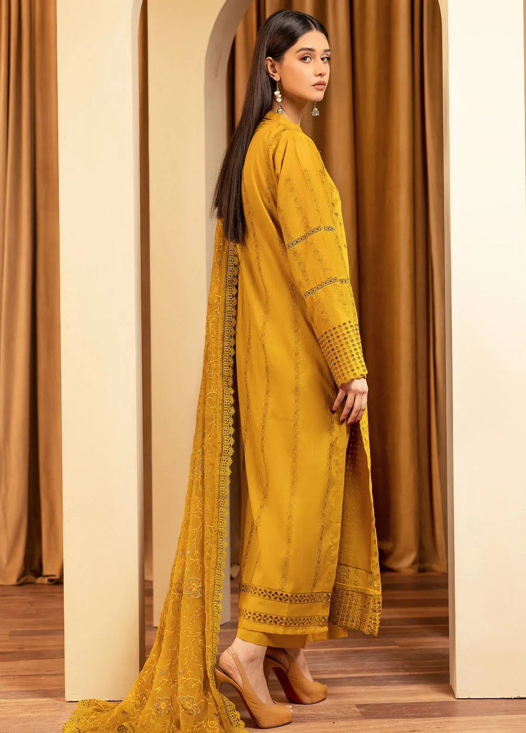 Elegant by Humdum Chikankari Lawn Suit Unstitched 4 Piece HD25EC D-05 - Summer Collection