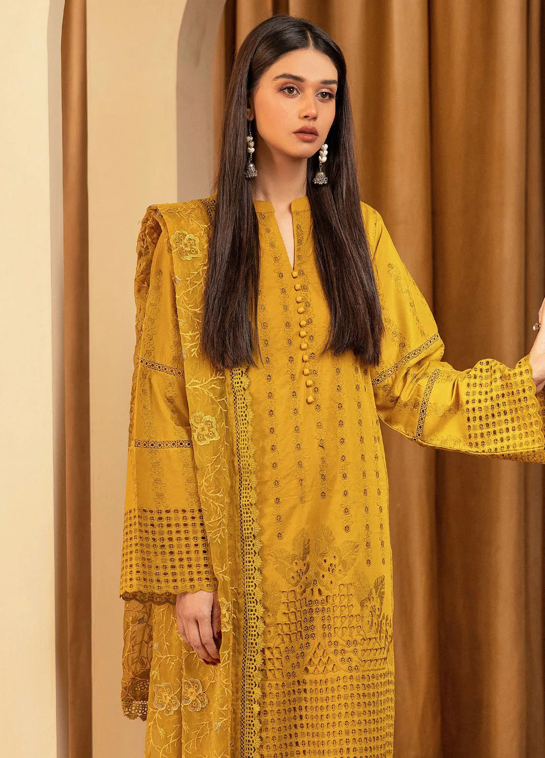 Elegant by Humdum Chikankari Lawn Suit Unstitched 4 Piece HD25EC D-05 - Summer Collection