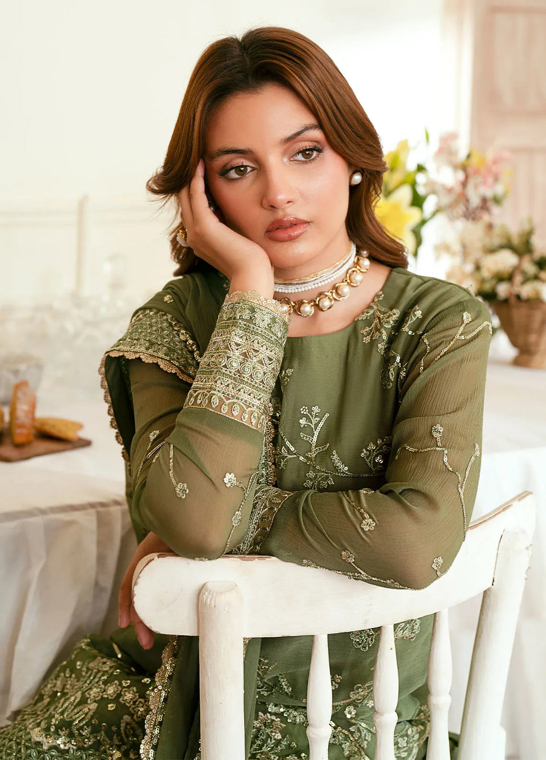 Elinor by Sahane Embroidered Chiffon Suits Unstitched 3 Piece SNE24EL EL-1801 Vianna - Formal Collection