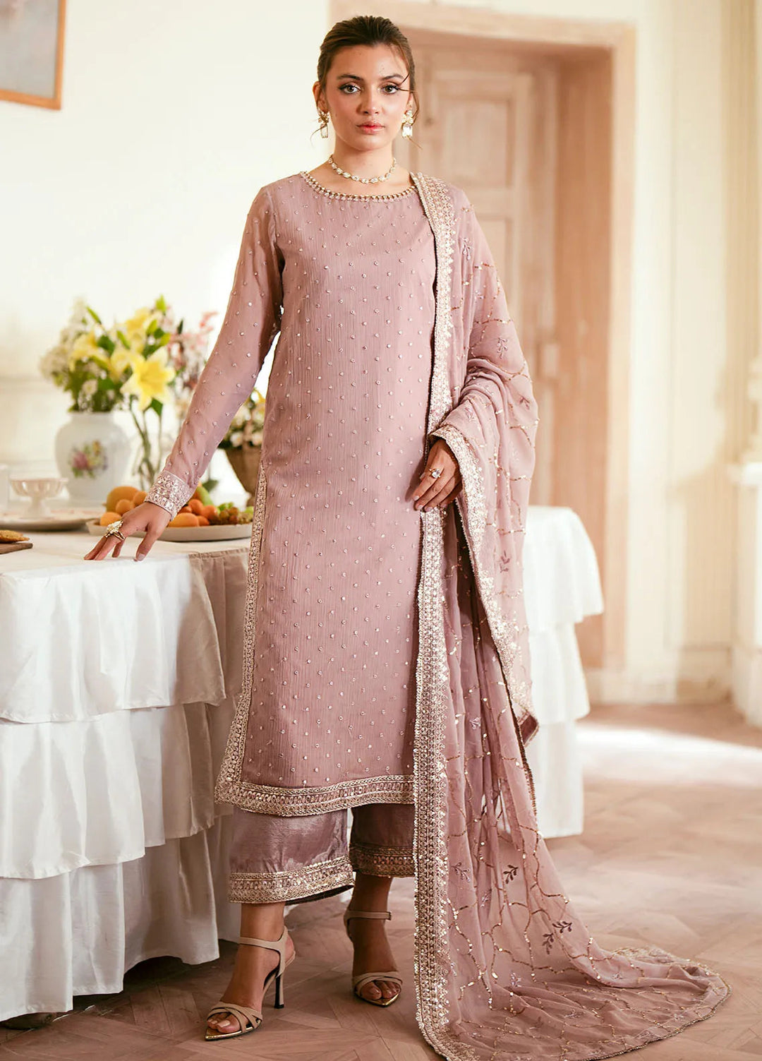Elinor by Sahane Embroidered Chiffon Suits Unstitched 3 Piece SNE24EL EL-1802 Elora - Formal Collection