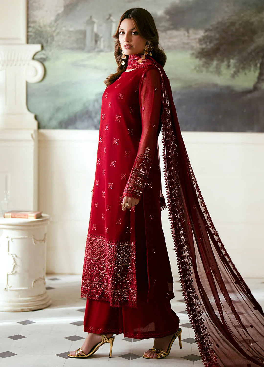 Elinor by Sahane Embroidered Chiffon Suits Unstitched 3 Piece SNE24EL EL-1804 Roselyn - Formal Collection