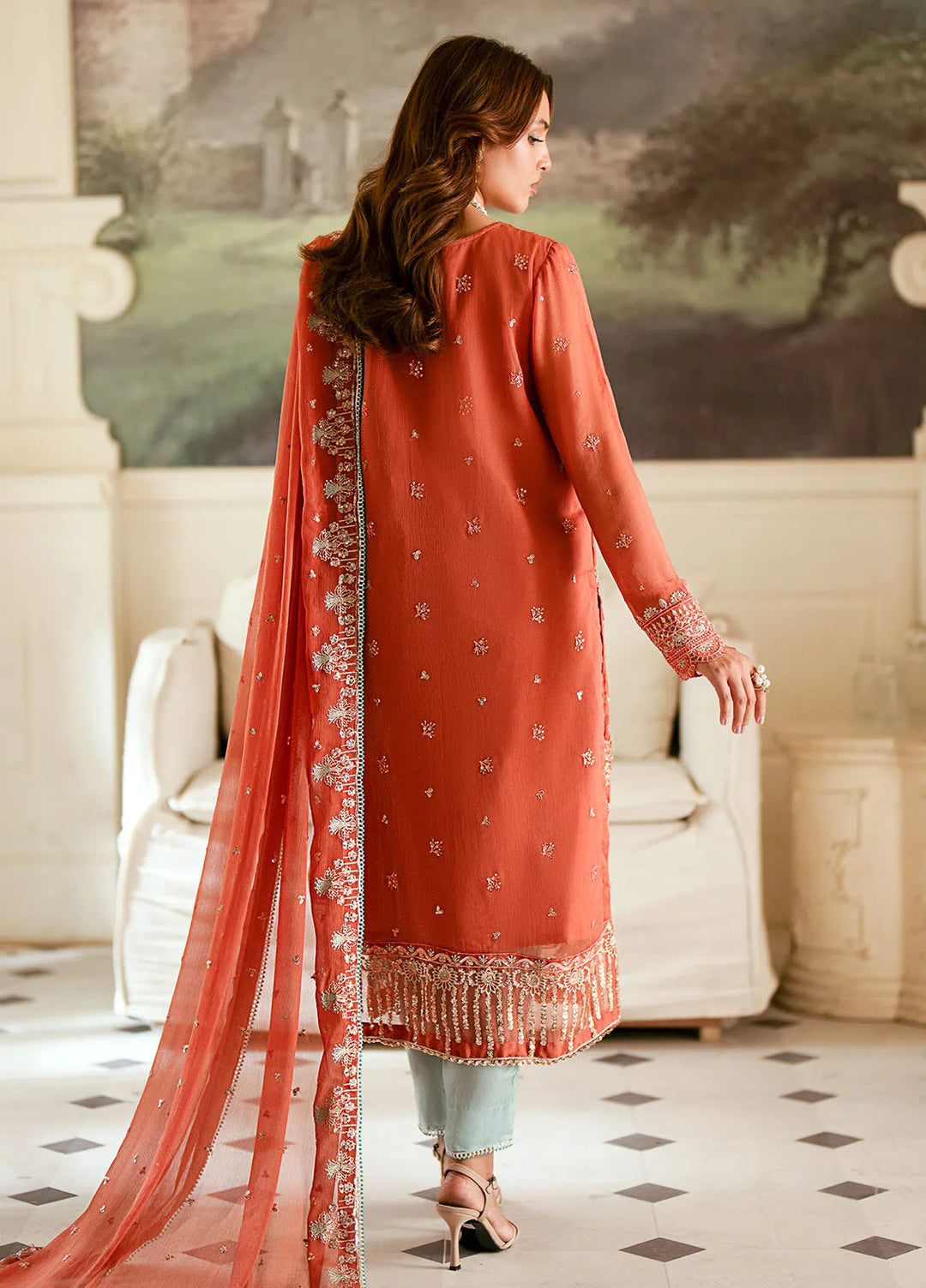 Elinor by Sahane Embroidered Chiffon Suits Unstitched 3 Piece SNE24EL EL-1806 Aragon - Formal Collection