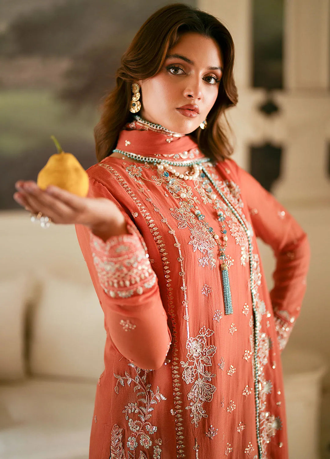 Elinor by Sahane Embroidered Chiffon Suits Unstitched 3 Piece SNE24EL EL-1806 Aragon - Formal Collection